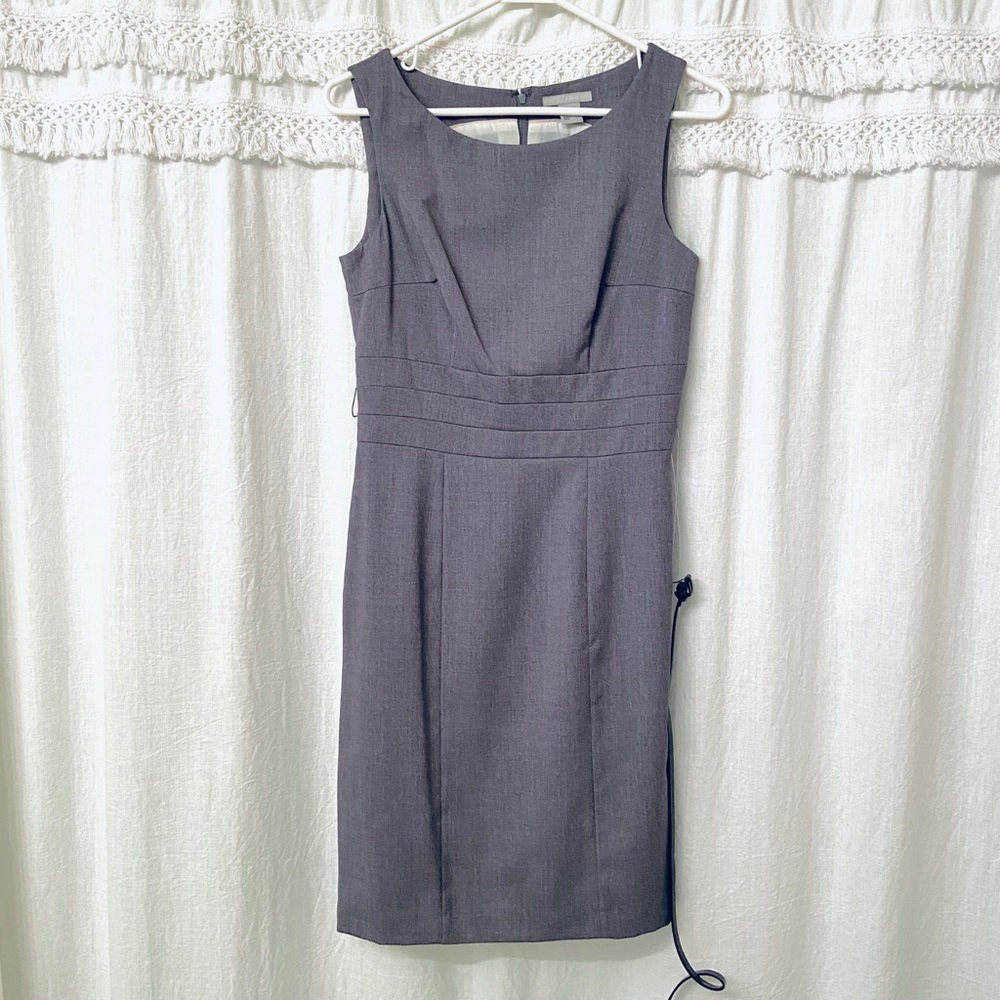 NWOT H&M Grey Pleated Business Dress with Belt